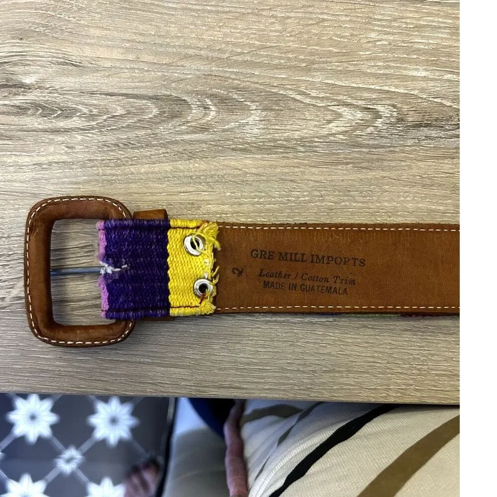 Womens Multicolor Woven Leather Belt Sz S Boho Festival Concert Aztec Southwest